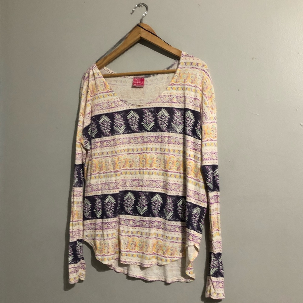 Free People Patterned Long Sleeve Tee E - image 1